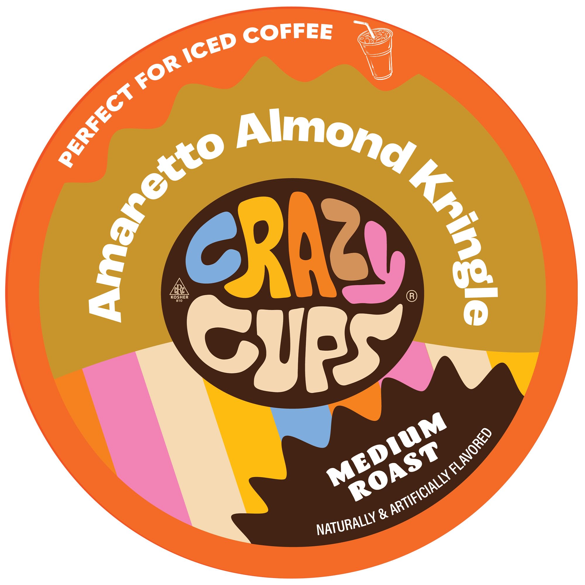 Crazy Cups Amaretto Coffee Pods, Amaretto Almond Kringle for K Cup Keurig Machines, Brew Hot or Iced, 22 Count