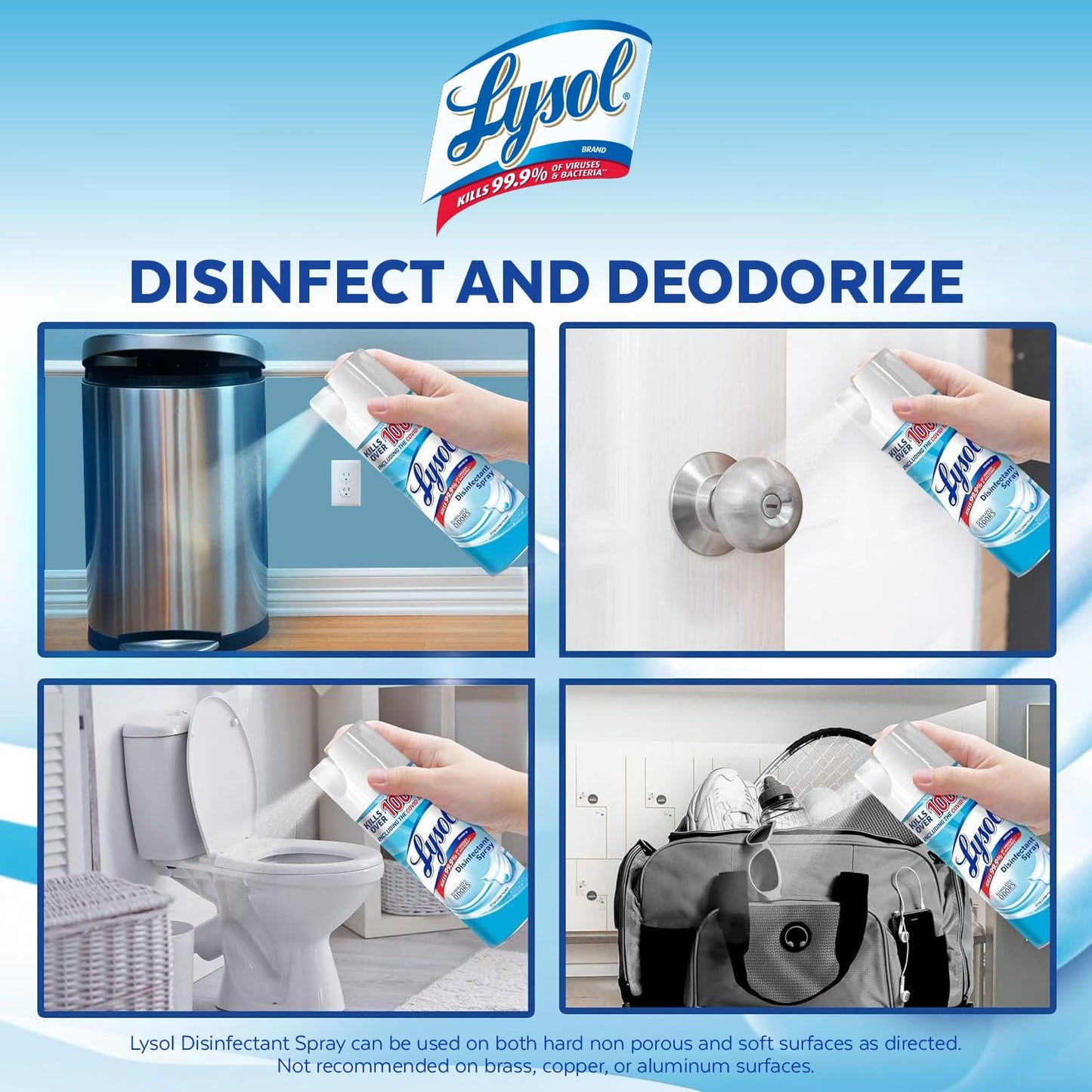 Lysol Disinfectant Spray, Household Cleaning Supplies, Disinfecting Multi-Purpose Room Spray, Antibacterial Sanitizer, Deodorizer, Kills Hantavirus