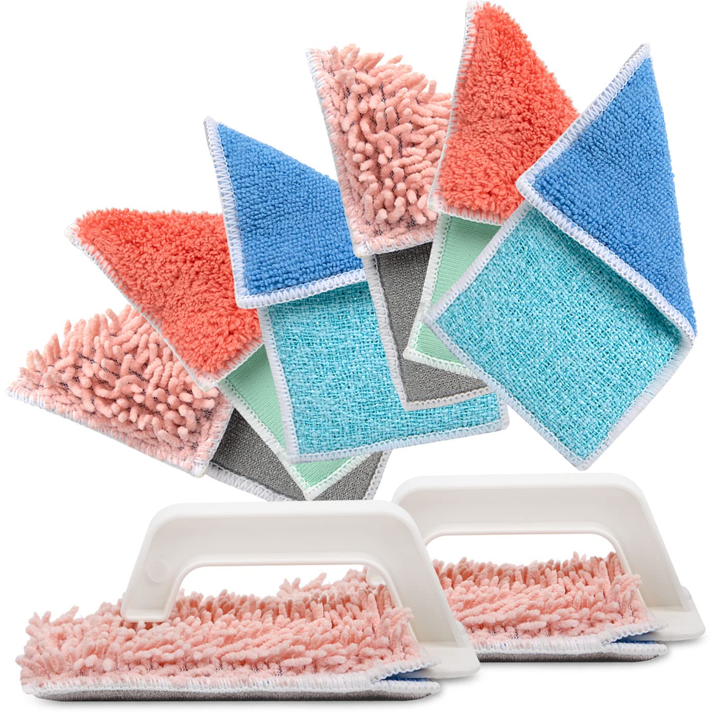 Don Aslett’s Scrub & Switch Combo Set | Dual-Sided Scrub, Clean, and Polish Sponges Included | Handheld Tool for Extra Scrubbing Power | Reusable