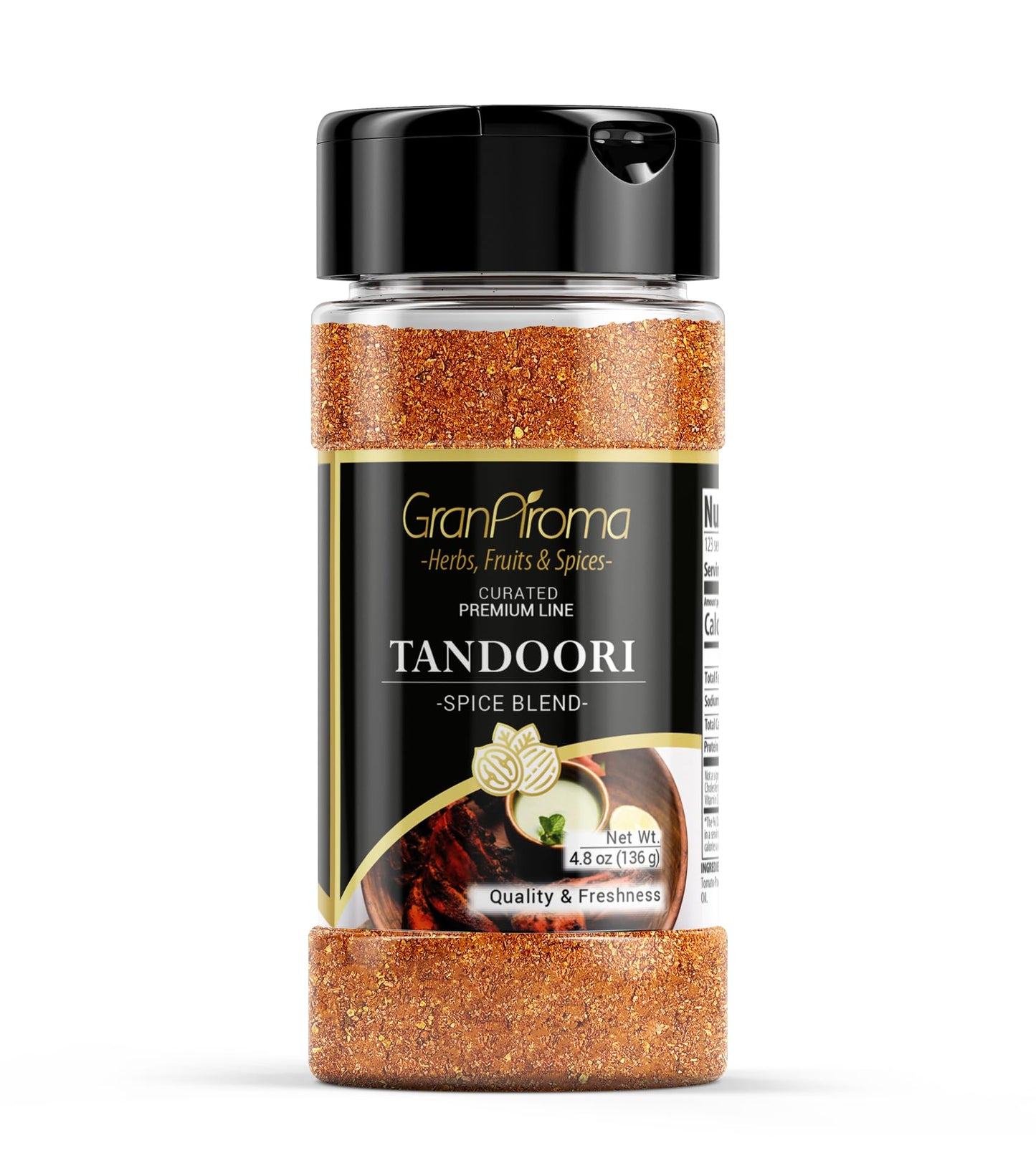 GranAroma Tandoori Spice Blend, 4.8 oz, Flavorful Spice Blend, Curries & Dry Rubs, Spicy & Smoky