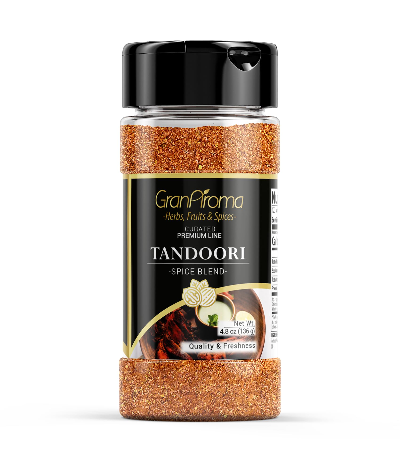 GranAroma Tandoori Spice Blend, 4.8 oz, Flavorful Spice Blend, Curries & Dry Rubs, Spicy & Smoky