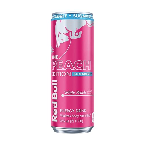 Red Bull Peach Edition Sugarfree Energy Drink, White Peach, 12 fl. oz. can, with 114mg Caffeine, Taurine & B Vitamins