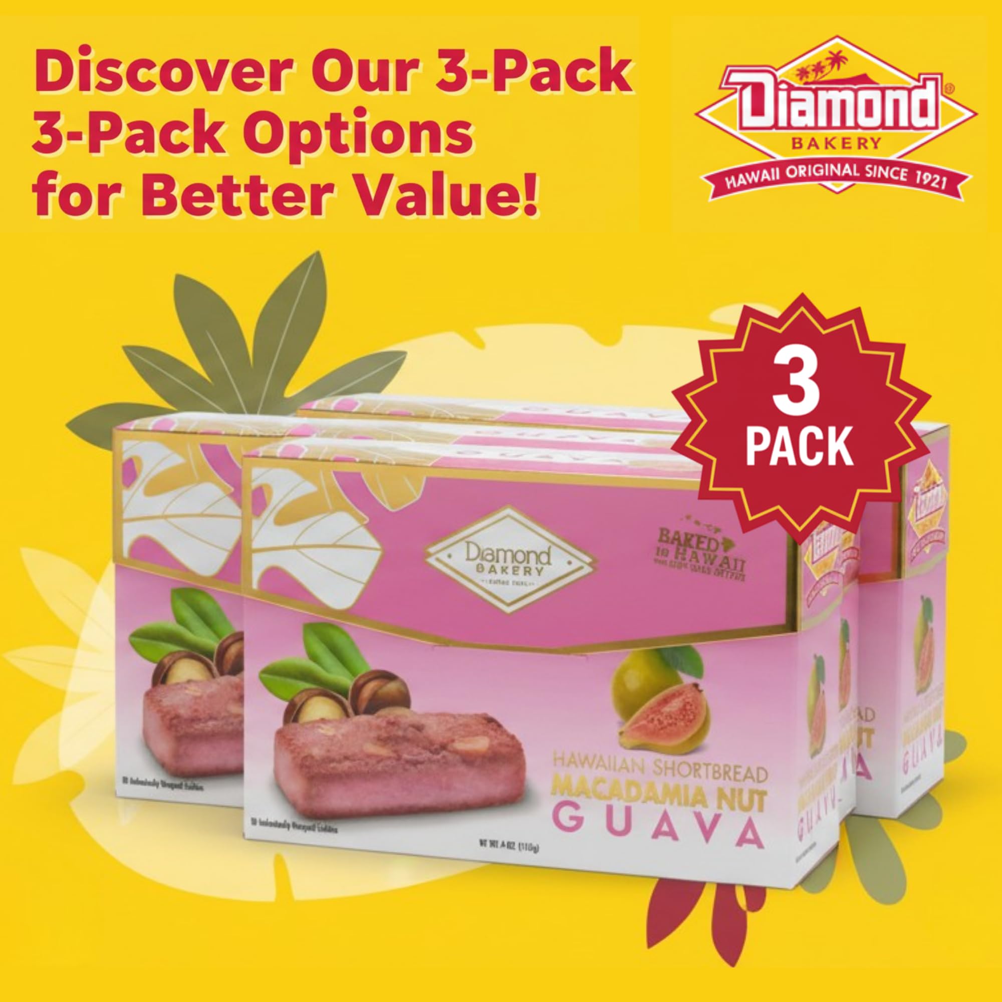 Diamond Bakery Hawaiian Shortbread Guava Cookies 4.4 oz
