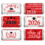 Graduation Party Decorations, 2026 Graduation Candy Stickers, 120 PCS Red White Congrats Grad Mini Candy Wrappers Class of 2026 Bar Label Sticker Gift