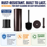 HUJI Rust Resistant Bronze Toilet Brush Holder with Lid Perfect Bathroom Bowl Cleaning Set Gift for House Warming or College Dorms Accessories (1