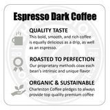 Charleston Coffee Roasters | Specialty Organic Whole Bean Coffee | Hand Picked, Premium Slow Roast | (Espresso Dark, Bold Roast) 12oz