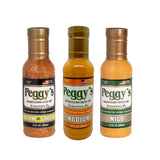 Peggy's 3-Pack - Mild, Medium & Parmesan Garlic Sauce (16oz Each) | Scranton, PA Local Brand | Made in USA | Perfect for Marinades, Dips, Grilling