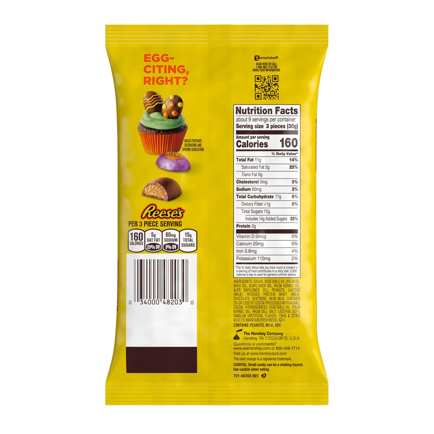 REESE'S Milk Chocolate Peanut Butter Creme Eggs, Easter Candy Bag, 9.1 oz