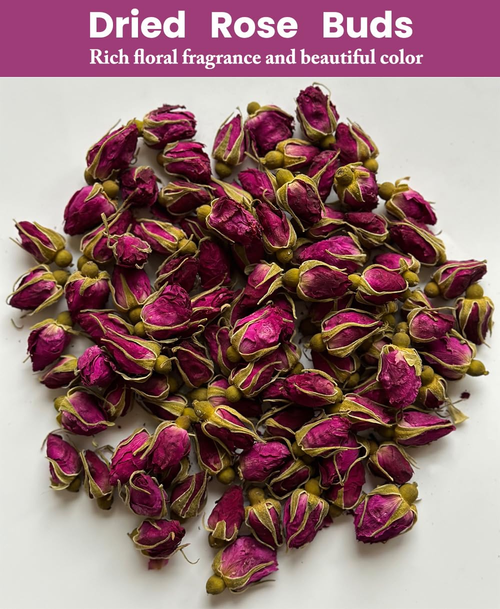 8 oz/226 g-Dried Rose Petals & Dried Rose Buds - Natural & Edible Grade | For use in herbal teas,rose water,decorations,soaps,candles