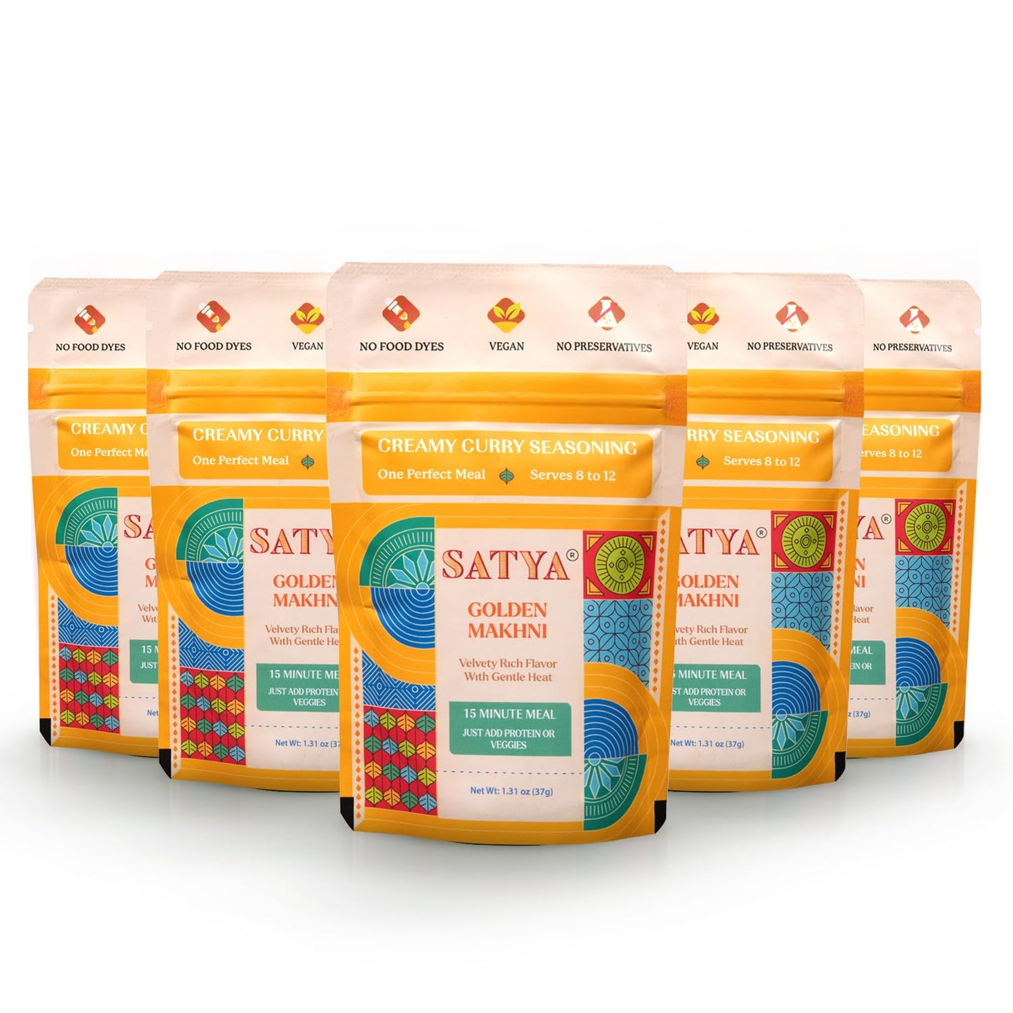 Satya Butter Chicken Masala Powder Makhani Curry Spice Mix 5 Fresh Sachets x 37g Rich & Creamy Indian Curry Seasoning for Chicken, Paneer & Vegetables