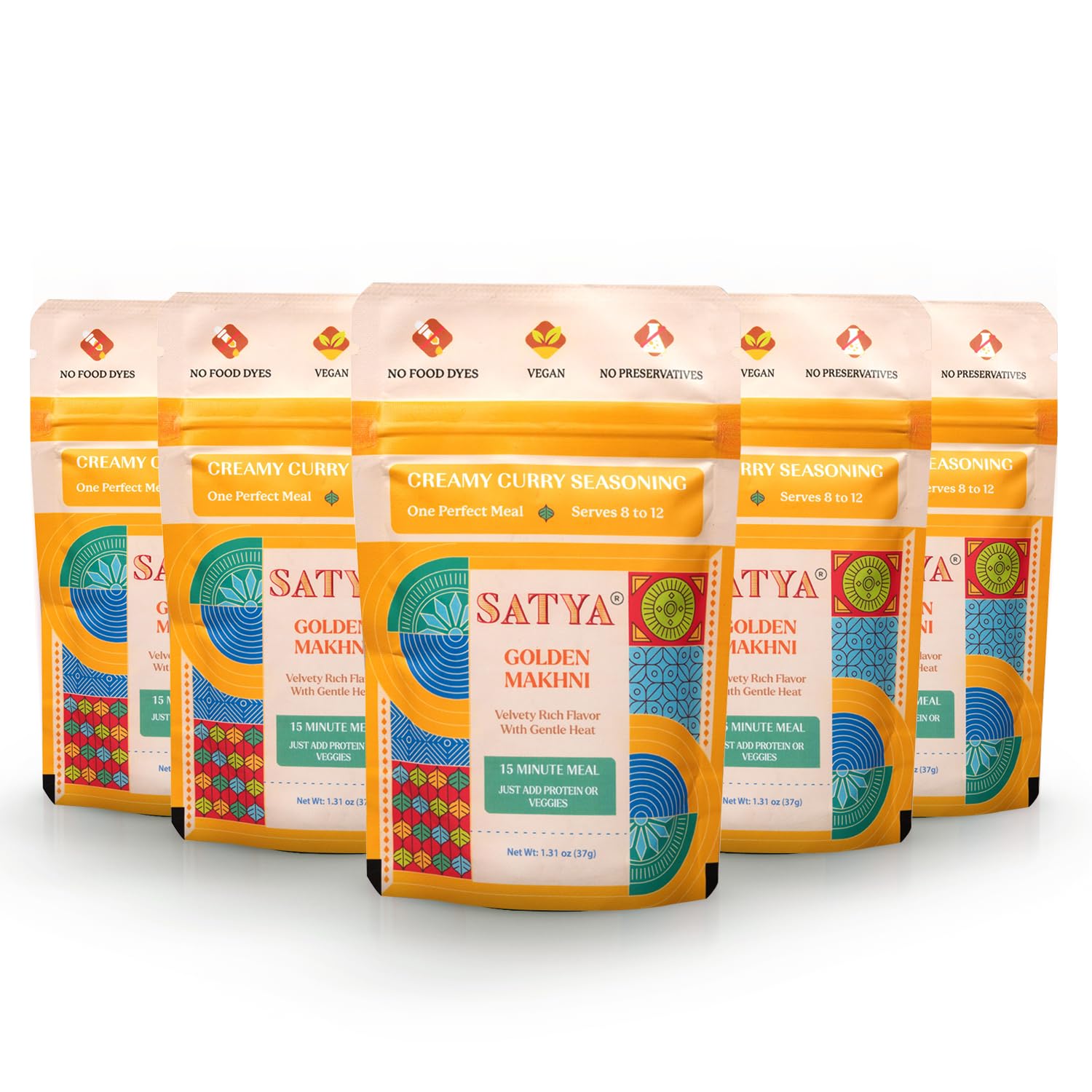 Satya Butter Chicken Masala Powder Makhani Curry Spice Mix 5 Fresh Sachets x 37g Rich & Creamy Indian Curry Seasoning for Chicken, Paneer & Vegetables