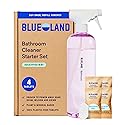 BLUELAND Bathroom Cleaner, Starter Set, Eucalyptus Mint Scent, Spray Bottle with 4 Refill Tablets, Eco-Friendly Cleaning Supplies, 4 x 24 Fl oz