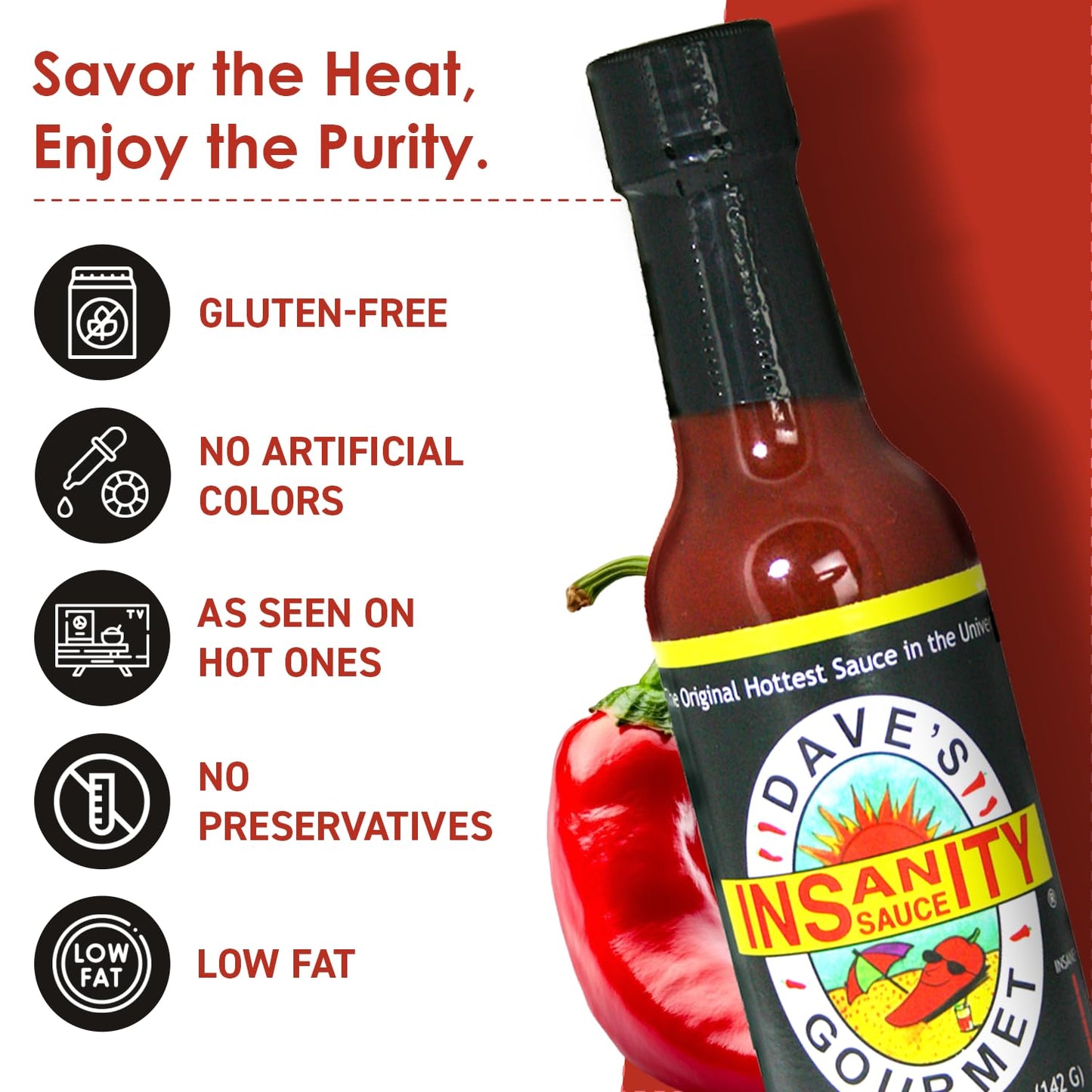 Dave’s Gourmet Insanity Super Hot Sauce Variety 4-Pack - Carolina Reaper, Ghost Pepper, Scorpion & Insanity - Extreme Heat, Bold Flavor - Vegan