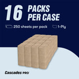 Cascades PRO Select Multifold Paper Towels Bulk- Universal Fit for Dispensers - Commercial Bathroom Kitchen Towel - 250 Sheets/pack, 16 Packs/Box