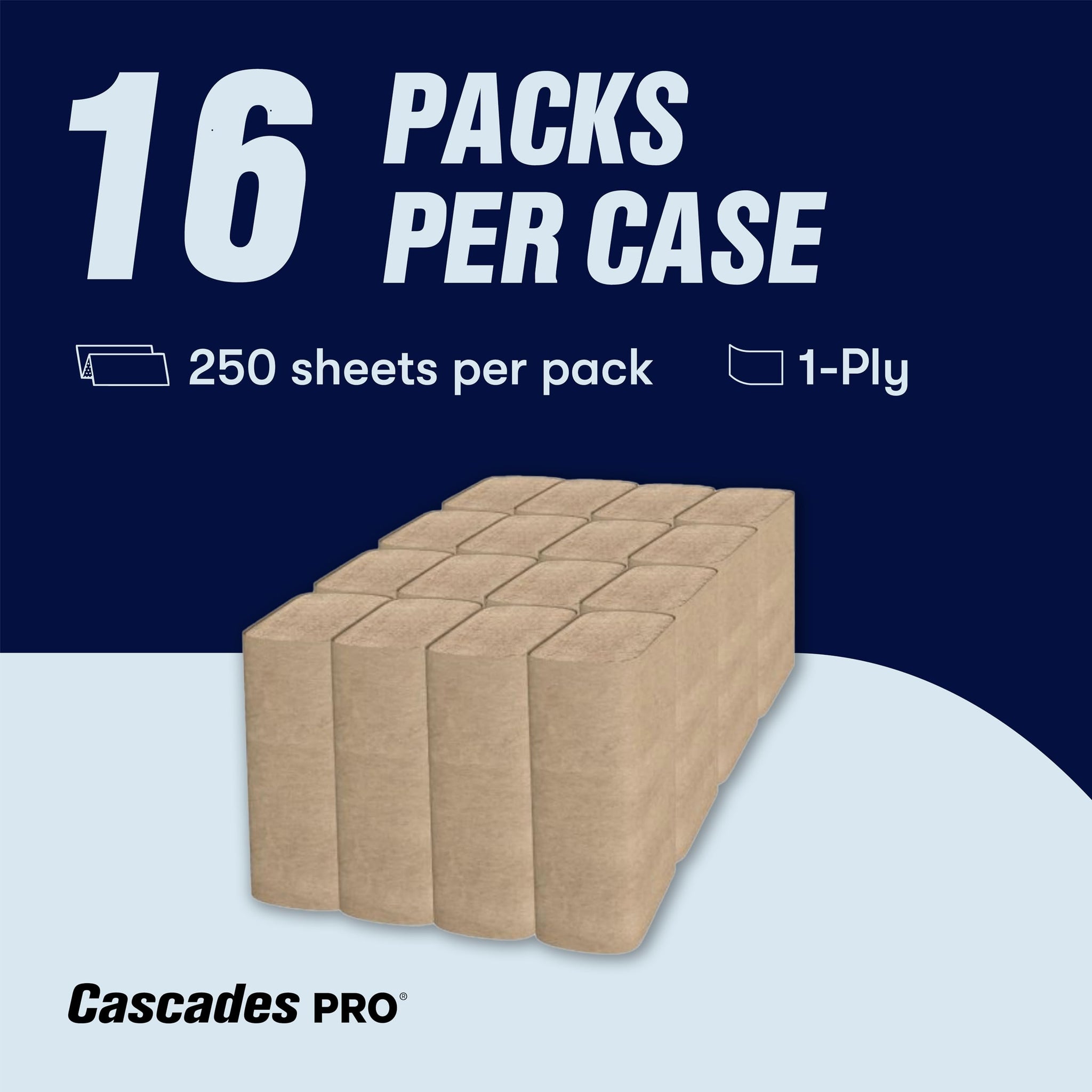 Cascades PRO Select Multifold Paper Towels Bulk- Universal Fit for Dispensers - Commercial Bathroom Kitchen Towel - 250 Sheets/pack, 16 Packs/Box