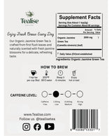 Organic Jasmine Green whole Leaf Pyramid Tea Bags - USDA Organic, Plant-Based & Plastic-Free Tea Bags, Smooth Floral Green Tea, 60 Count by Tealise