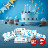 60 Blue Its a Boy Baby Shower Miniatures Candy Bar Wrapper Labels, Baby Shower Miniatures Candy Bar Stickers Decorations, Candy Not Included. Made in