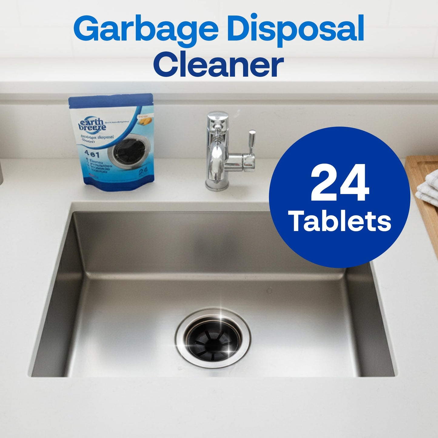 Earth Breeze Garbage Disposal Cleaner Tablets - 4-in-1 Citrus Scented Tablets that Clean, Deodorize, Refresh & Protect - Powerful Cleaning Action