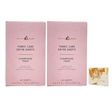 Bath & Body Works Champagne Toast Fabric Care Dryer Sheets - 2 Boxes (80 Sheets Total) - with a Peach Gardenia Sample Soap