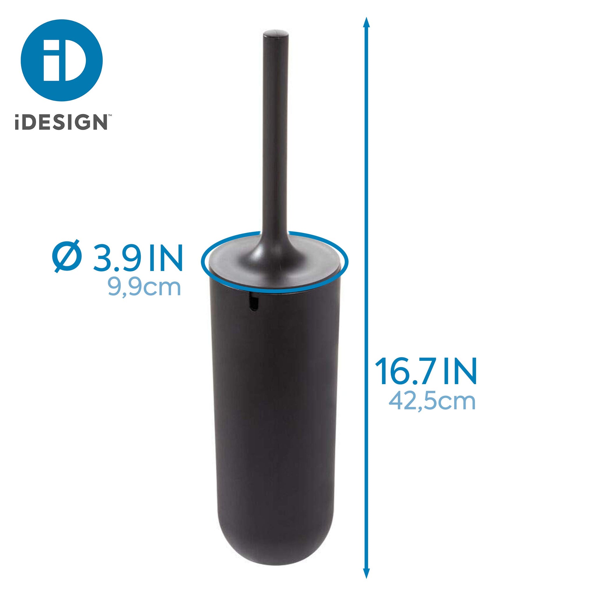 iDesign - 29567 Cade Bowl Brush and Holder, Toilet Cleaning Set for Bathroom, Matte Black 2 Each
