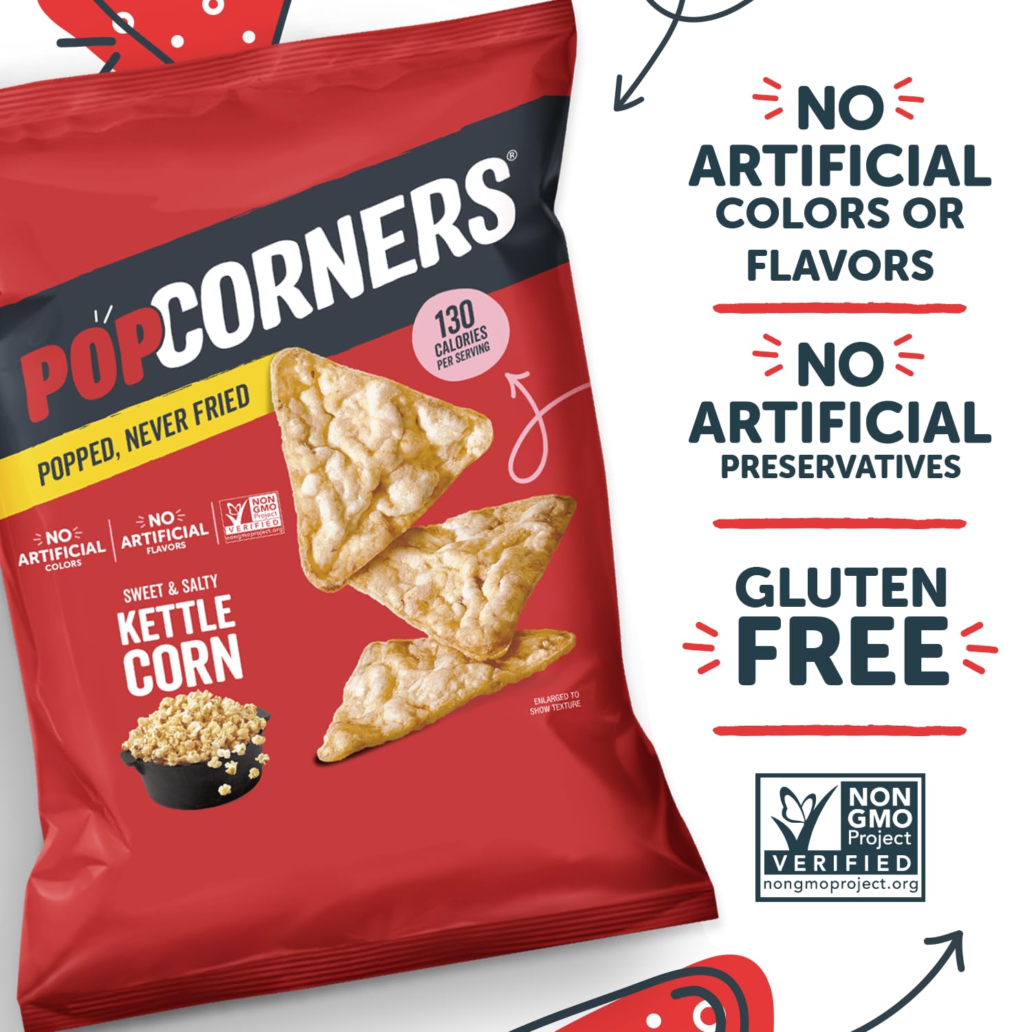 Popcorner Kettle Corn Popped Corn Chips, 7 Ounce