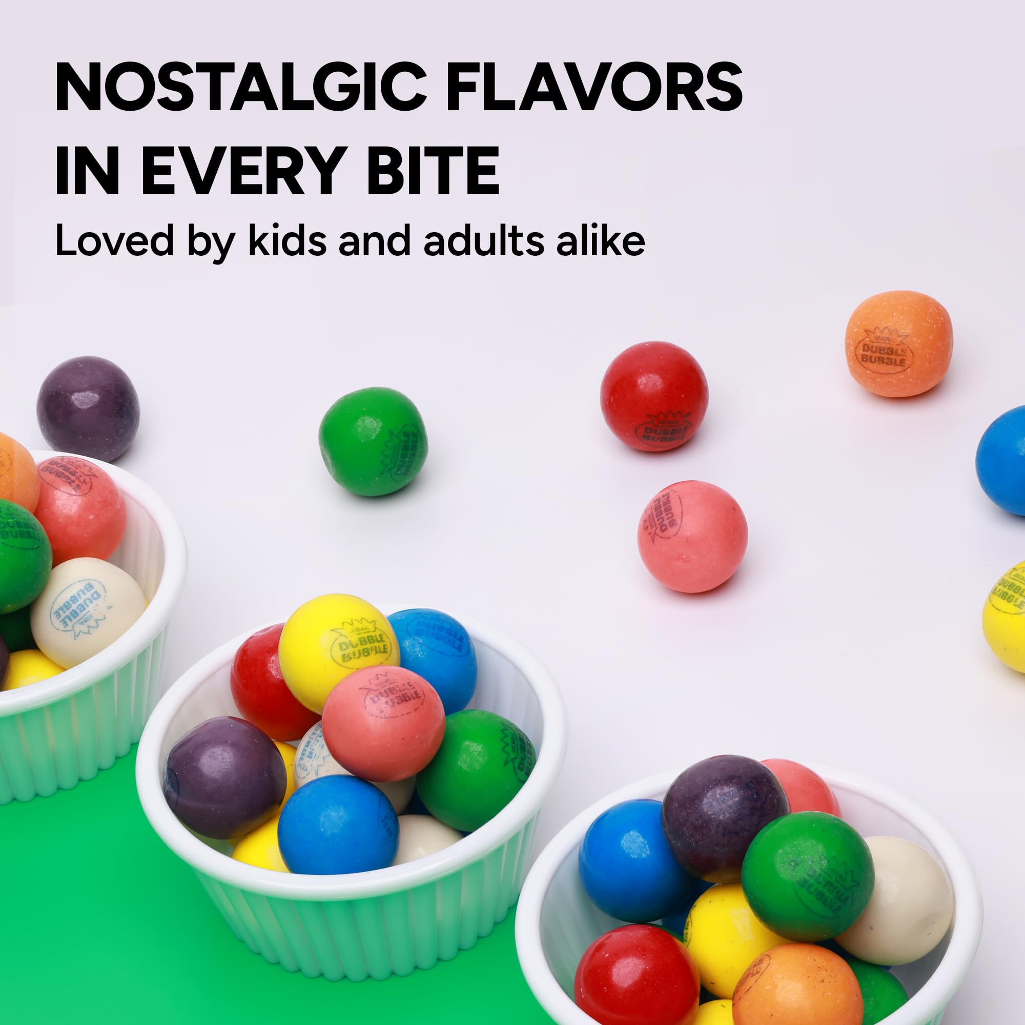 Chewing Gum for Kids - 1 Inch Large Gumballs - 50 Pcs Gum Balls - Assorted Flavors Double Bubble Chewing Gum -for Kids