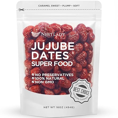 NESTLADY Premium Jujube Date, Red Date (Hong Zao), 100% Natural, Improve sleep, Health Snack, Dried Fruit, Sweet and Chewy Net weight: 454g