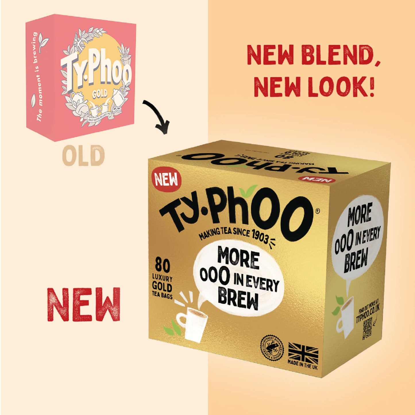 Typhoo Gold (More In Every Brew) 80 Luxury Tea Bags (Pack of 6)