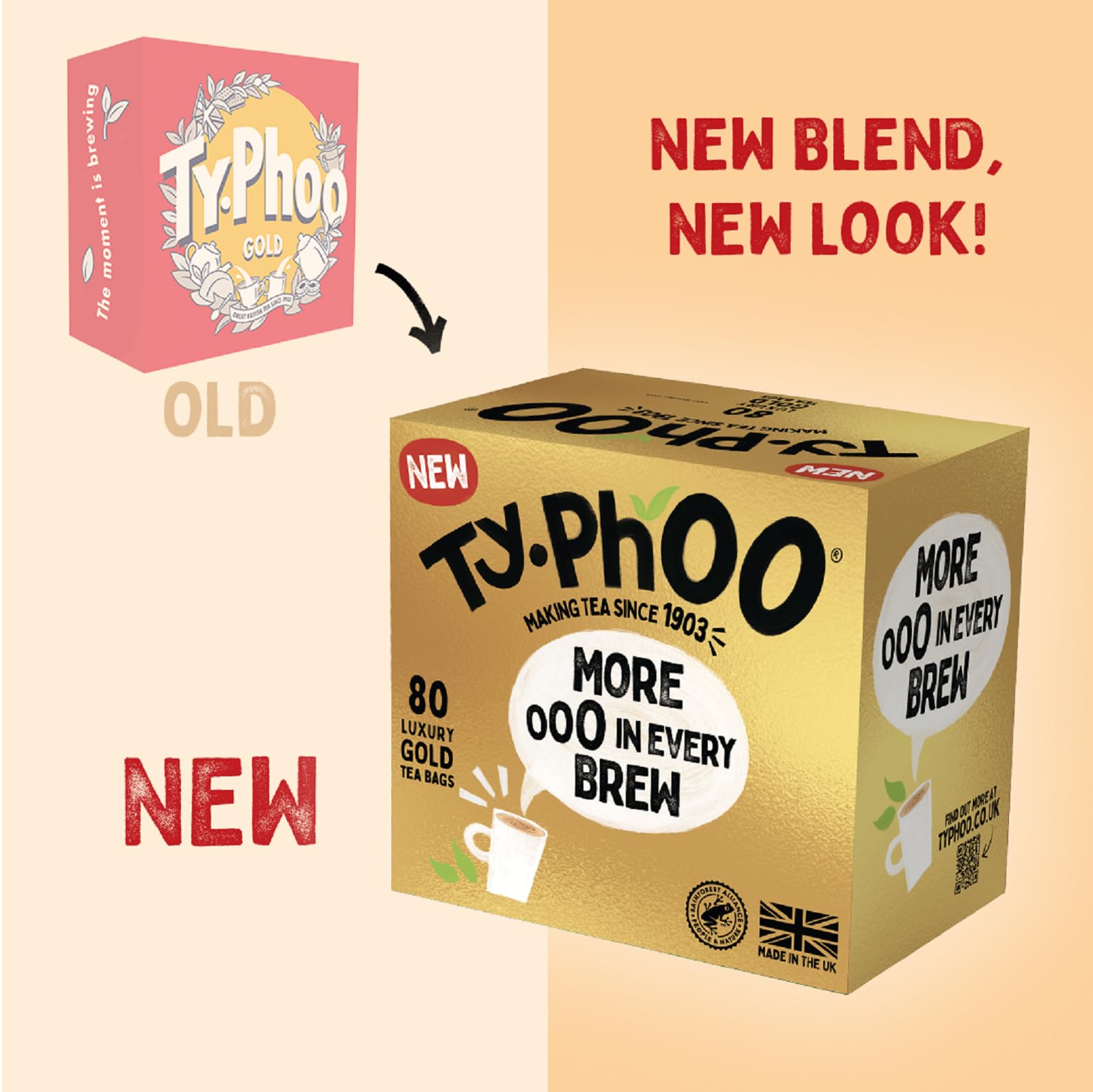 Typhoo Gold (More In Every Brew) 80 Luxury Tea Bags (Pack of 6)