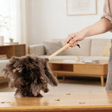 NCEDN Genuine Ostrich Feather Duster 15 inches - Soft Dense Real Feathers, Wooden Handle, Feather Duster for Cleaning Furniture, Blinds & Car Interior