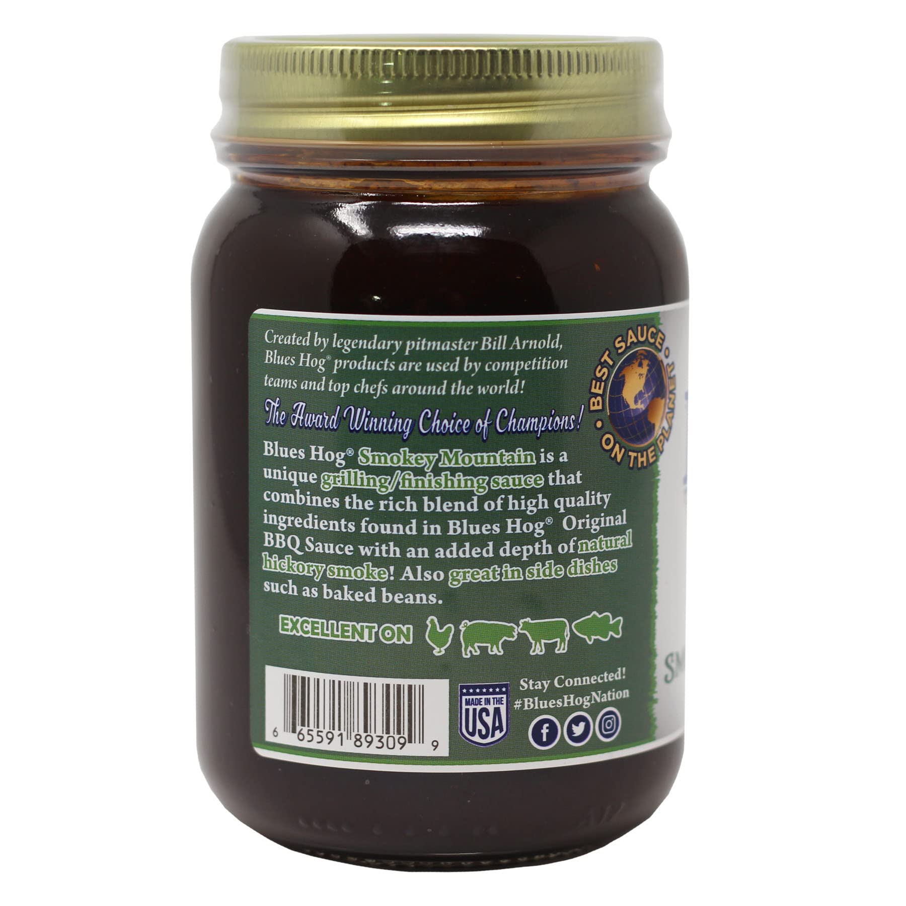 Blues Hog Smokey Mountain Barbeque Sauce, Natural Hickory Smoke BBQ Sauce Gluten-Free, Made in the USA, 19 oz