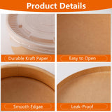 Gabotrie 50 Pack Large Paper Bowls with Lids, 36 Oz Kraft Round Paper Bowl, Disposable Salad Bowl with Lids, Disposable Soup Bowl Take Out Containers