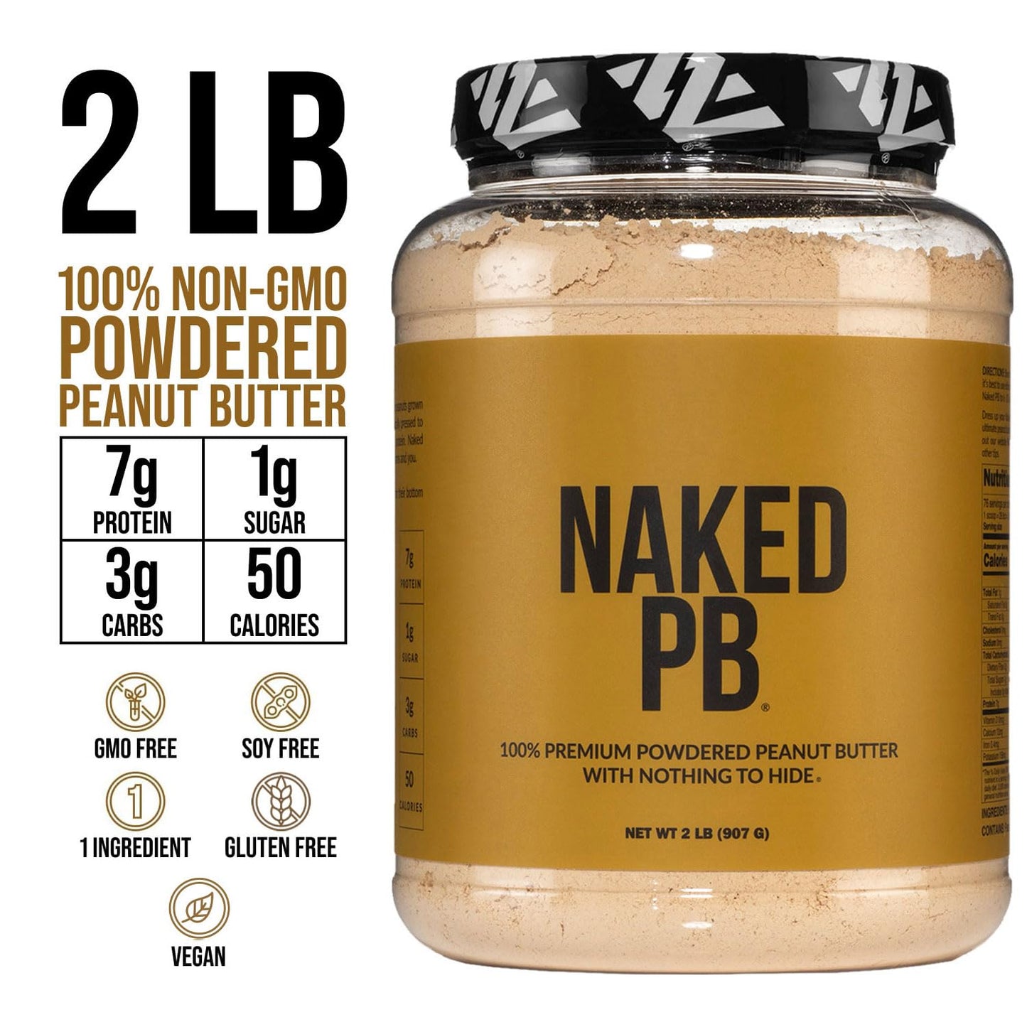2 LB Powdered Peanut Butter from US Farms - Bulk, Only 1 Ingredient - Roasted Peanuts, Vegan, No Additives, Preservative Free, No Salt, No Sugar - 76