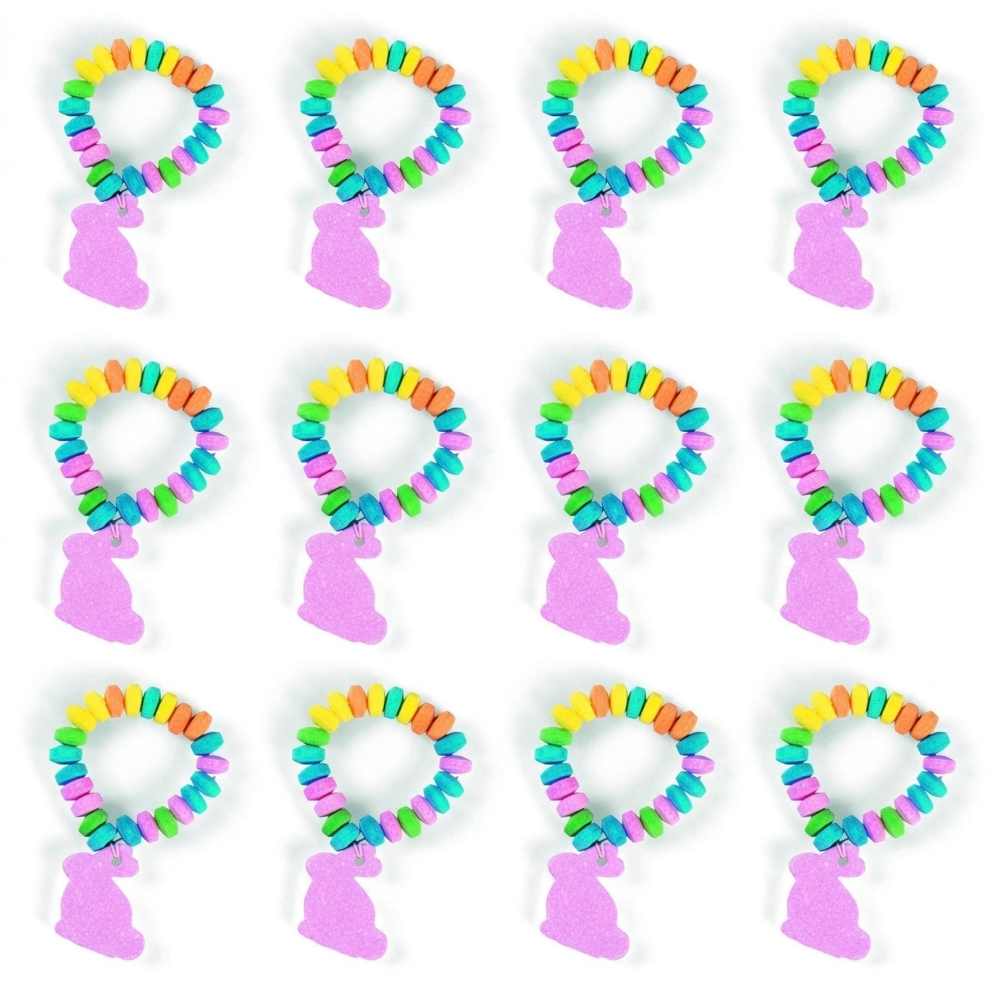 Fun Express Easter Candy Stretchable Edible Bunny Bracelets - Great for Easter Egg Hunts and Other and Spring Celebrations (12 Pieces)