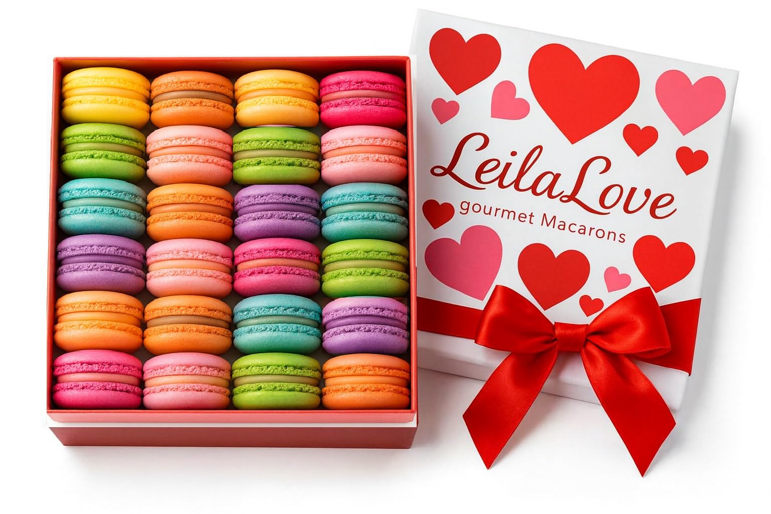 LeilaLove Macarons 21 mon Amour gift box with individually wrapped macarons