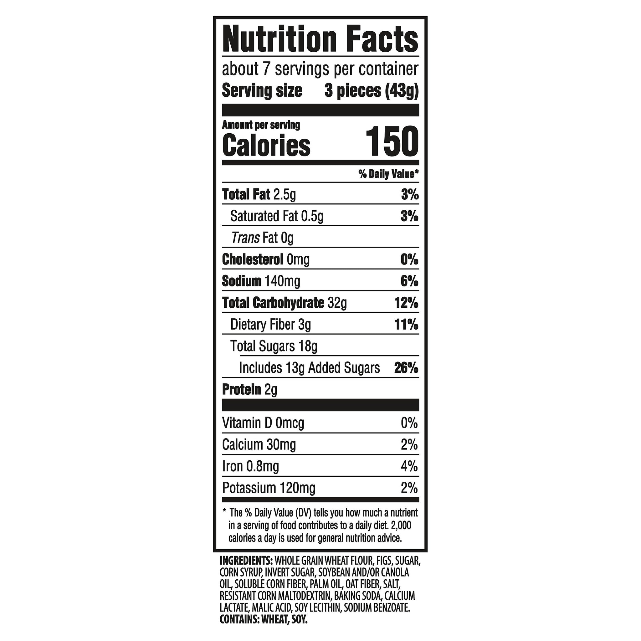 NEWTONS 100% Whole Grain Wheat Soft Baked Real Fruit Fig Bars, Fig Cookies, 10 oz