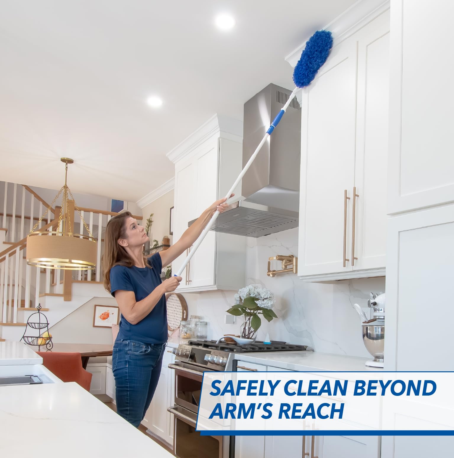 Unger Connect and Clean Dusting Kit with 4' Steel Pole, Features Microfiber Duster, Cobweb and Corner Duster and Wide Blind Duster, High-Access