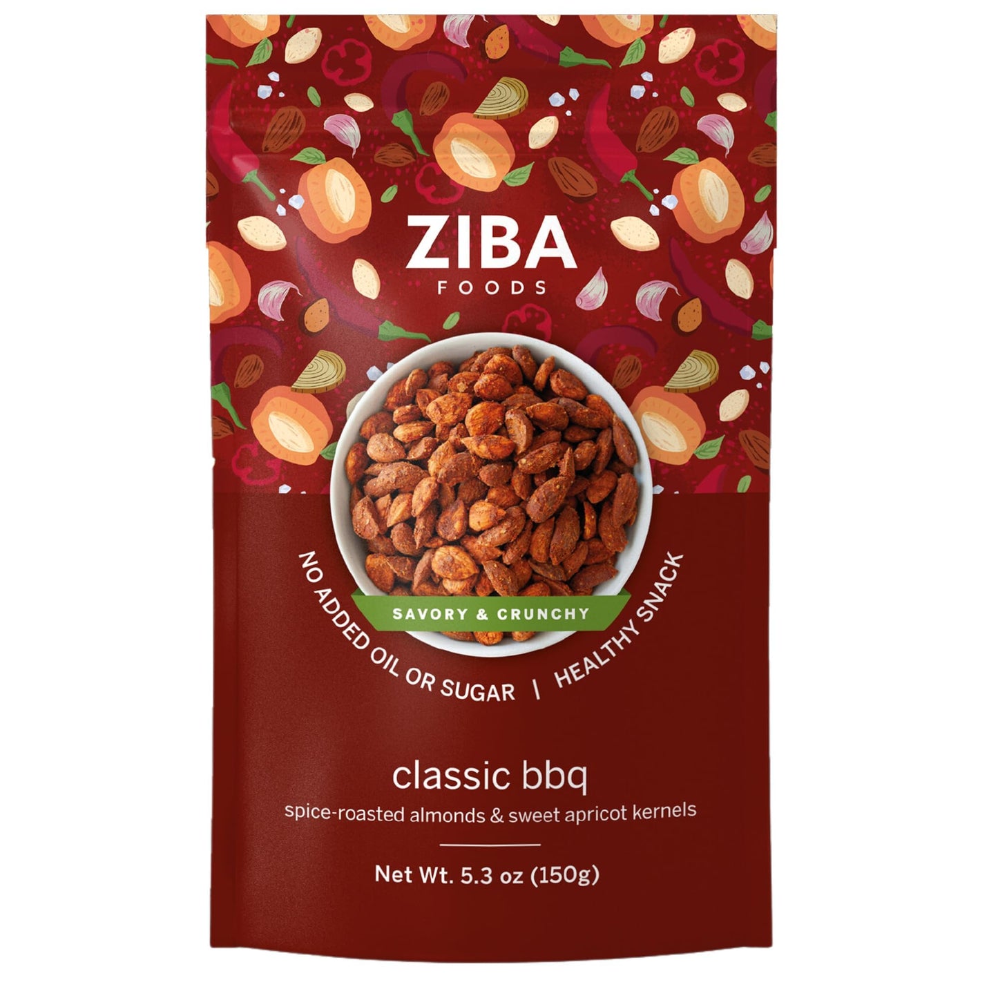 Ziba Foods Classic BBQ Snack Mix | Premium Heirloom Almonds & Sweet Apricot Kernels from Afghanistan | Dry Roasted, No Added Oil or Sugar | Non-GMO
