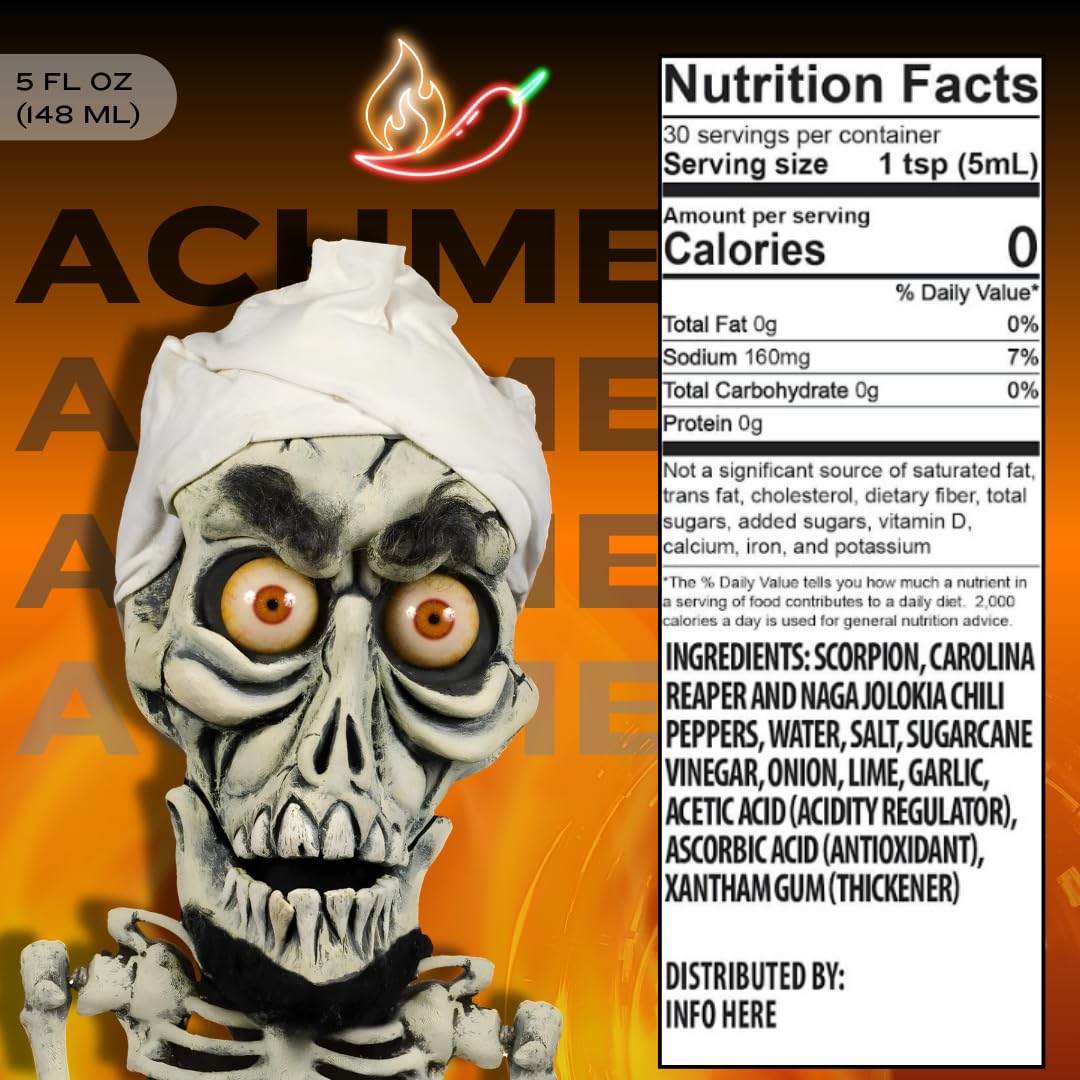 Jeff Dunham - Achmed's Keeler Hot Sauce with Scorpion, Carolina Reaper, and Ghost Peppers | Super Hot and Spicy Sauce for the Brave and Bold (5 fl oz)