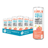 BUBBL'R peach raspberry dazzl'r, Antioxidant Sparkling Water with Natural Caffeine, 0g Sugar, Gluten Free, All Natural Flavors, 12 Fl Oz Cans, 12