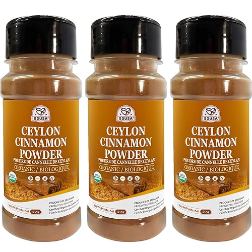 52USA Organic Ceylon Cinnamon Powder, 2 Ounce (Pack of 3), True Cinnamon Farmed in Sri Lanka, Non-GMO, Gluten-Free, Perfect for Baking, Cooking and