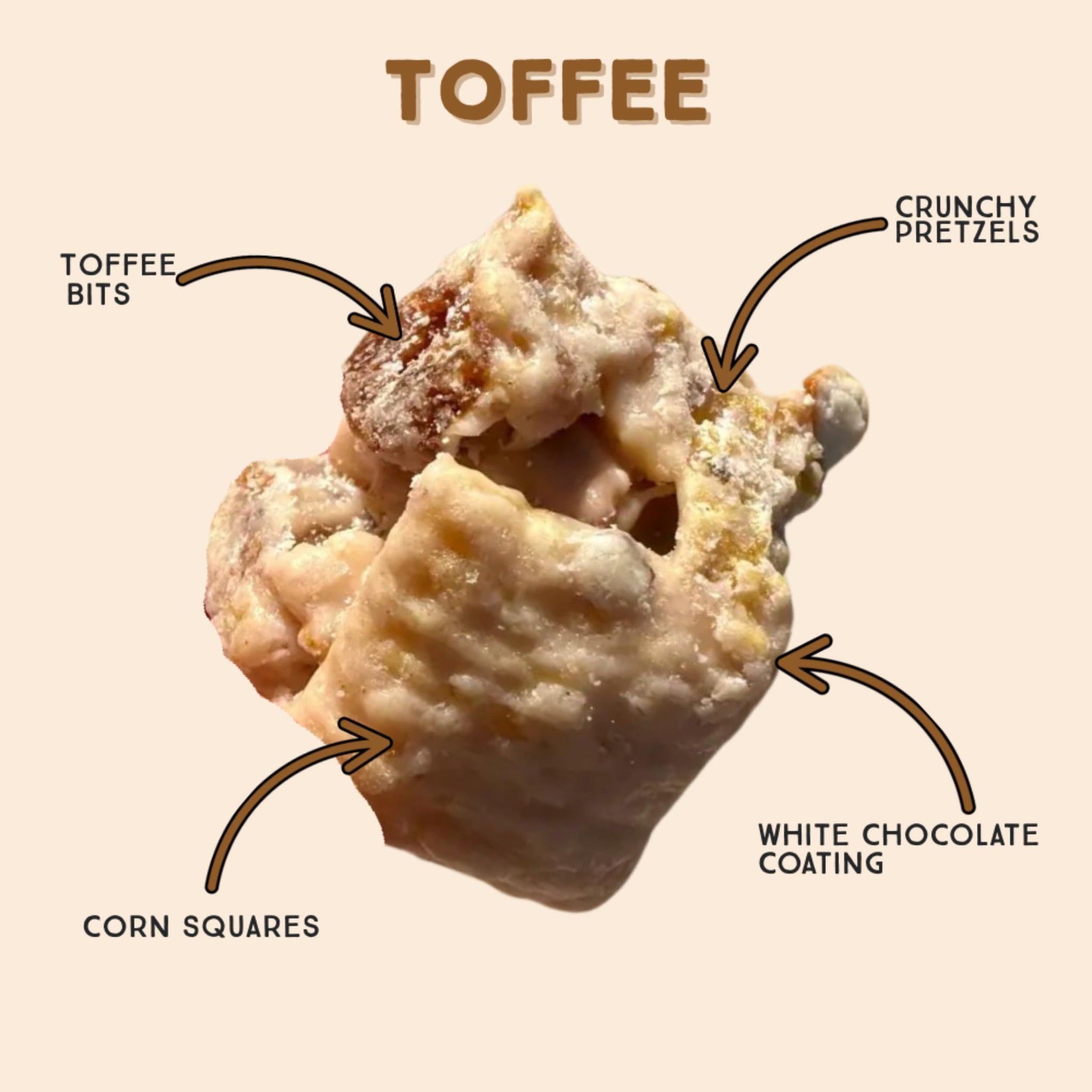 Chunk Nibbles Toffee Snack Clusters - Buttery Milk Chocolate Toffee with Pretzels & Corn Squares - Award-Winning Gourmet Treat, Small Batch