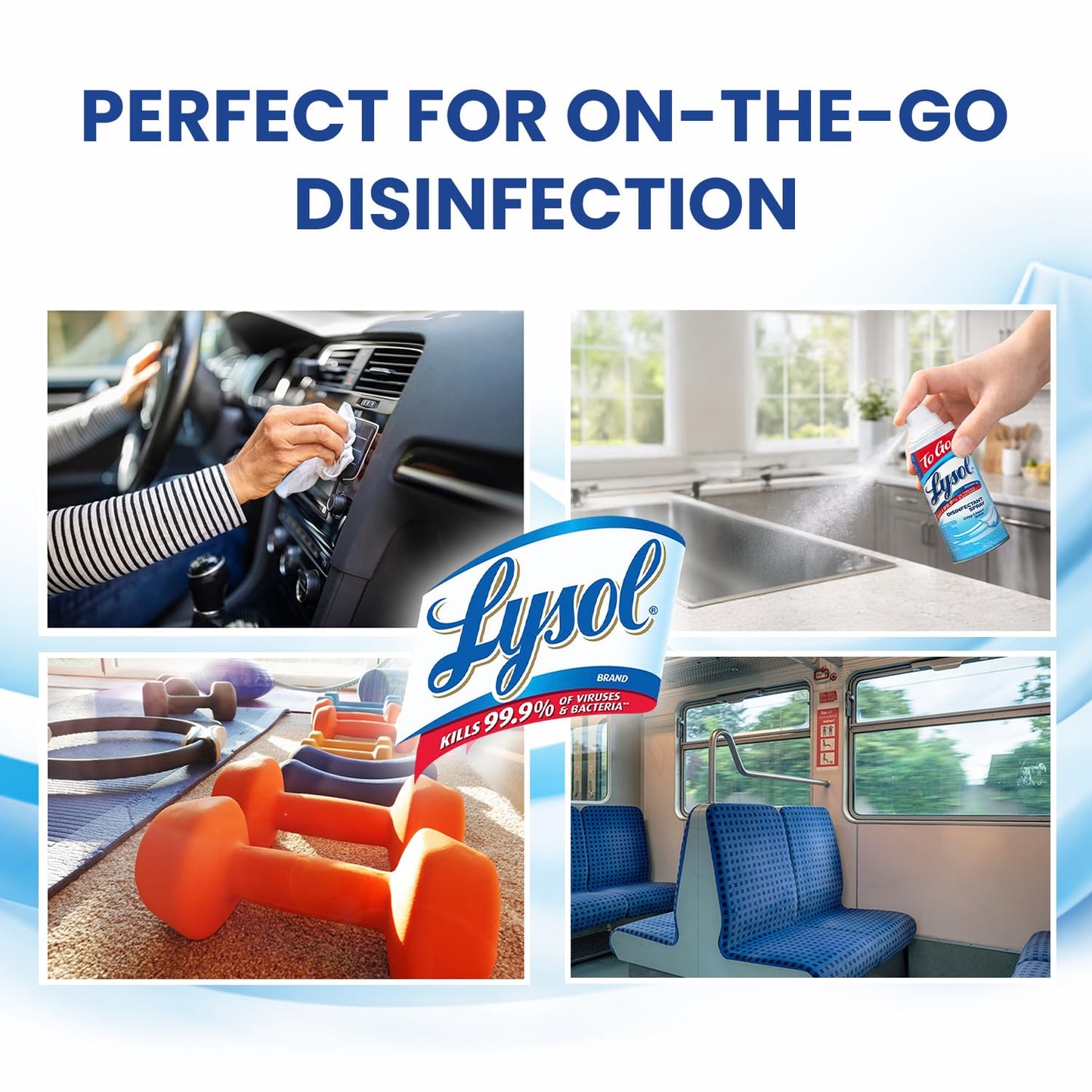 Lysol To Go Bundle - 1.5 Ounce Crisp Linen Disinfectant Spray and Lemon Lime Disinfecting Wipes Flat Pack