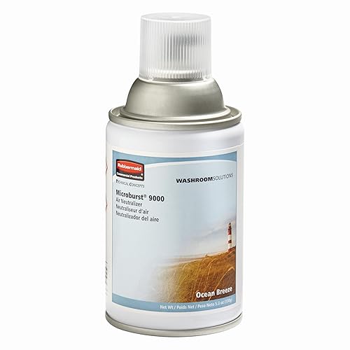 Rubbermaid Commercial Products Microburst 9000 Air Freshener Aerosol Refill Ocean Breeze Long Lasting Automatic Odor Control System for Restrooms in
