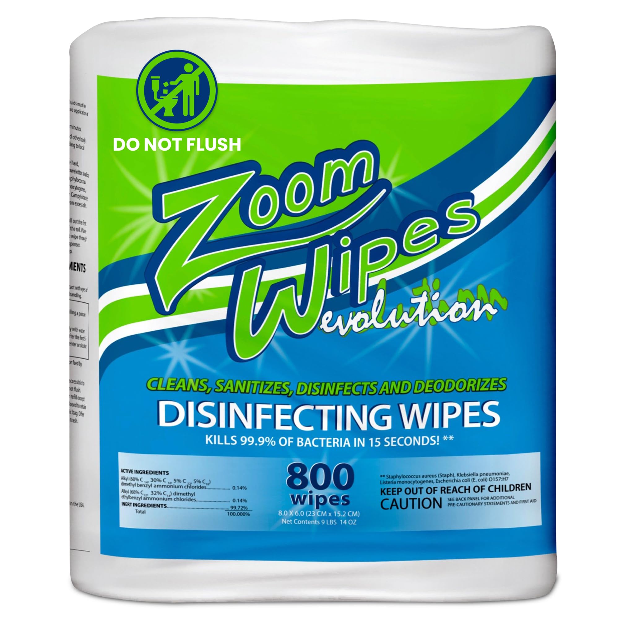Zoom Wipes Gym Cleaning Wipes Refill - 4 Rolls (800 Wipes 3200 Total) - Commercial Disinfecting Surface Wipes for Fitness, Office, Schools