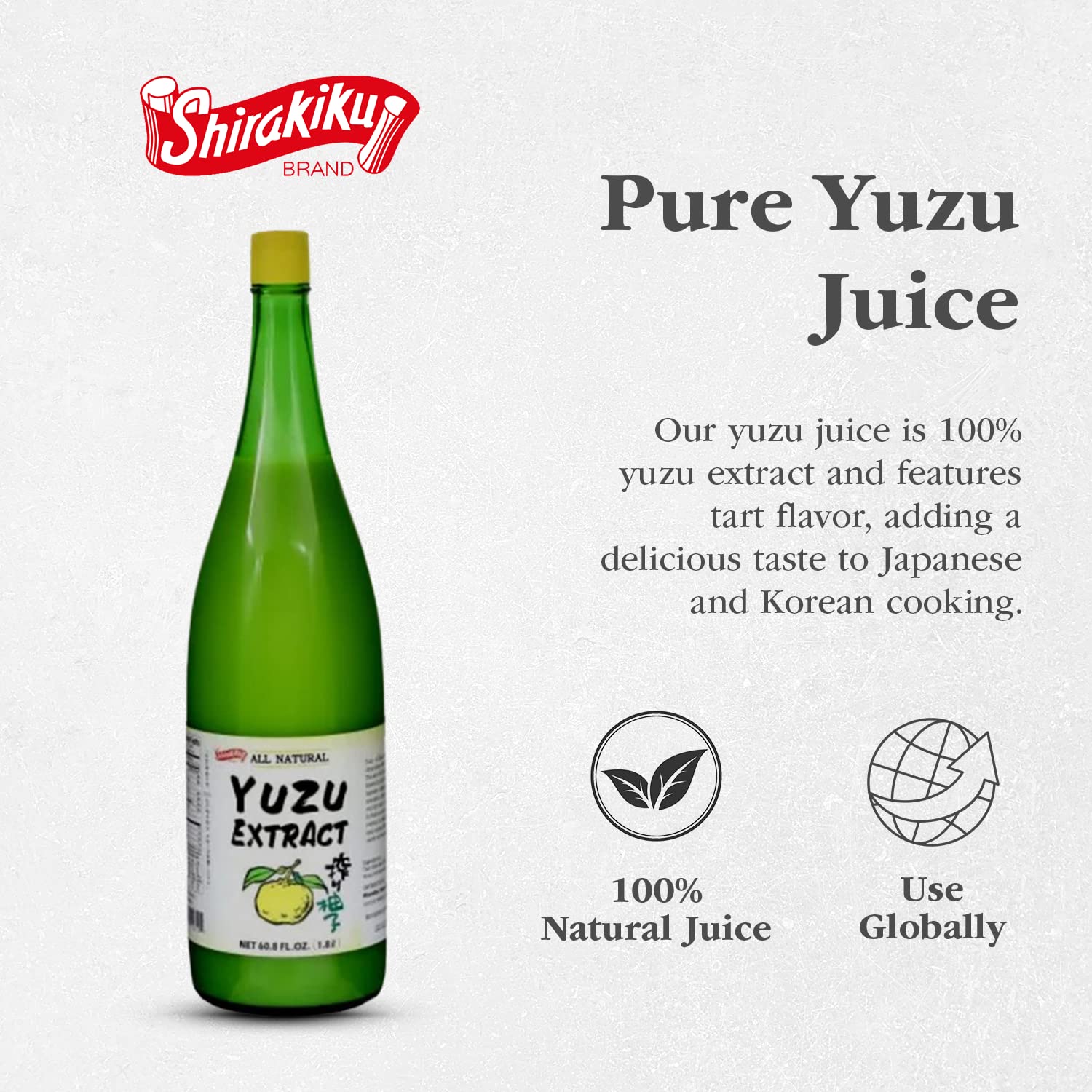 Shirakiku Pure Yuzu Extract - Sweet & Tangy Japanese Citrus Juice for Baking, Drinks & Food Flavoring - 60.8 FL Oz (Pack of 6)