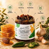 Maestro Kitchen Jalapeño Honey Chile Crunch - Mild Sweet & Spicy Chili Crunch with Olive Oil, Garlic & Rosemary - Crunchy Mexican Chili Oil & Topping