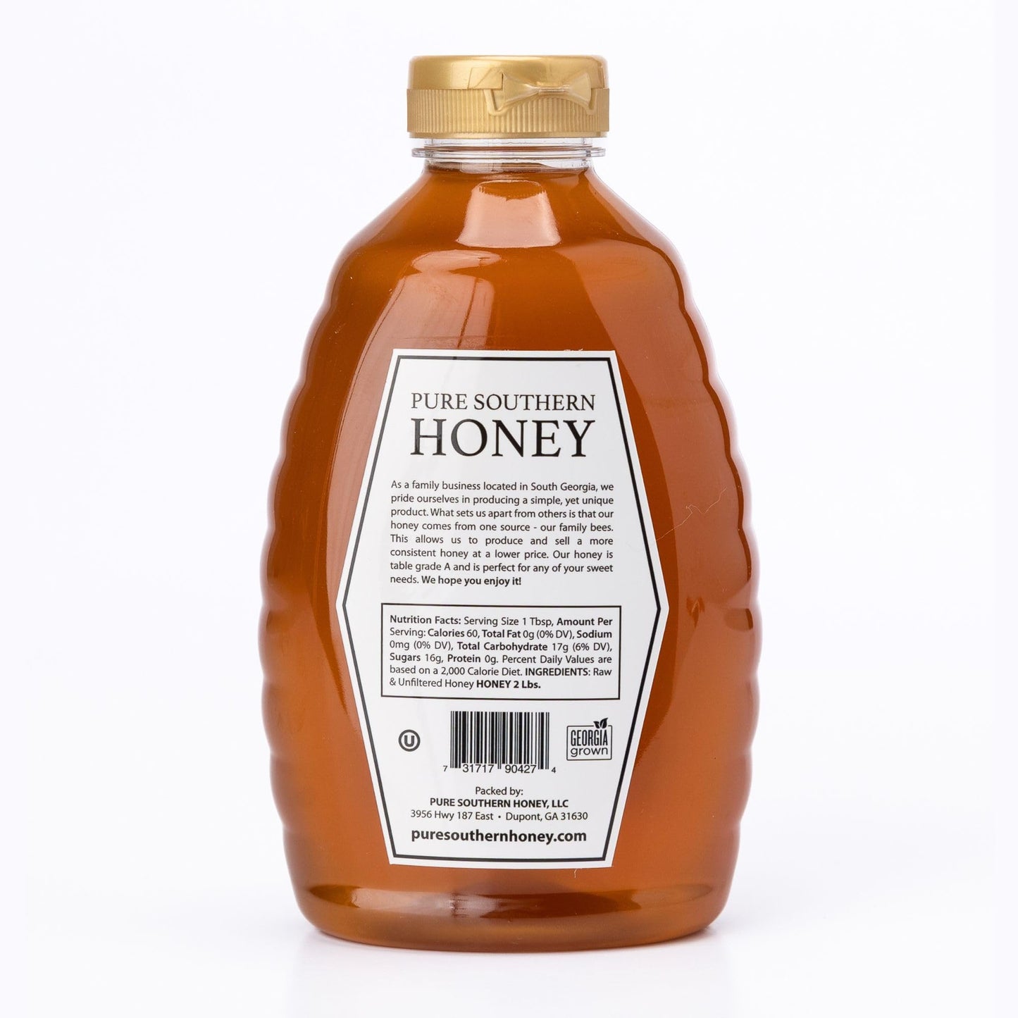 100% Authentic, USA - Made Raw Unfiltered Honey, Pure Southern Honey [ 2 lb] - Unheated - Non - GMO, No Additives, All - Natural Sweetener- Squeeze