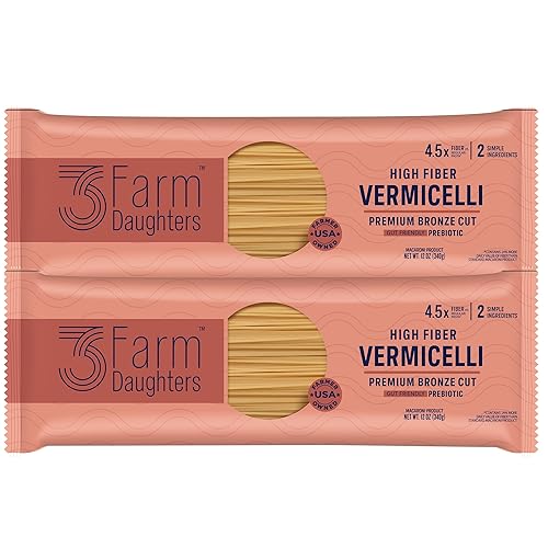 Three Farm Daughters High Fiber Pasta Vermicelli Pack, Irresistible, Low GI, Non GMO Vermicelli Pasta Noodles, Low Net Carb, Made in the USA from Just