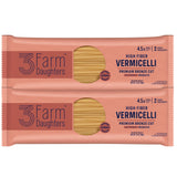 Three Farm Daughters High Fiber Pasta Vermicelli Pack, Irresistible, Low GI, Non GMO Vermicelli Pasta Noodles, Low Net Carb, Made in the USA from Just